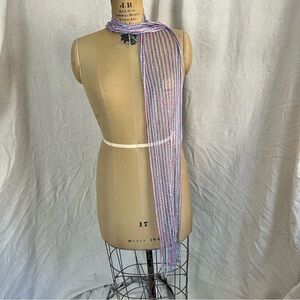 2/$20 Women’s Rectangular Striped Open Weave Fringe Scarf with Metallic Accents